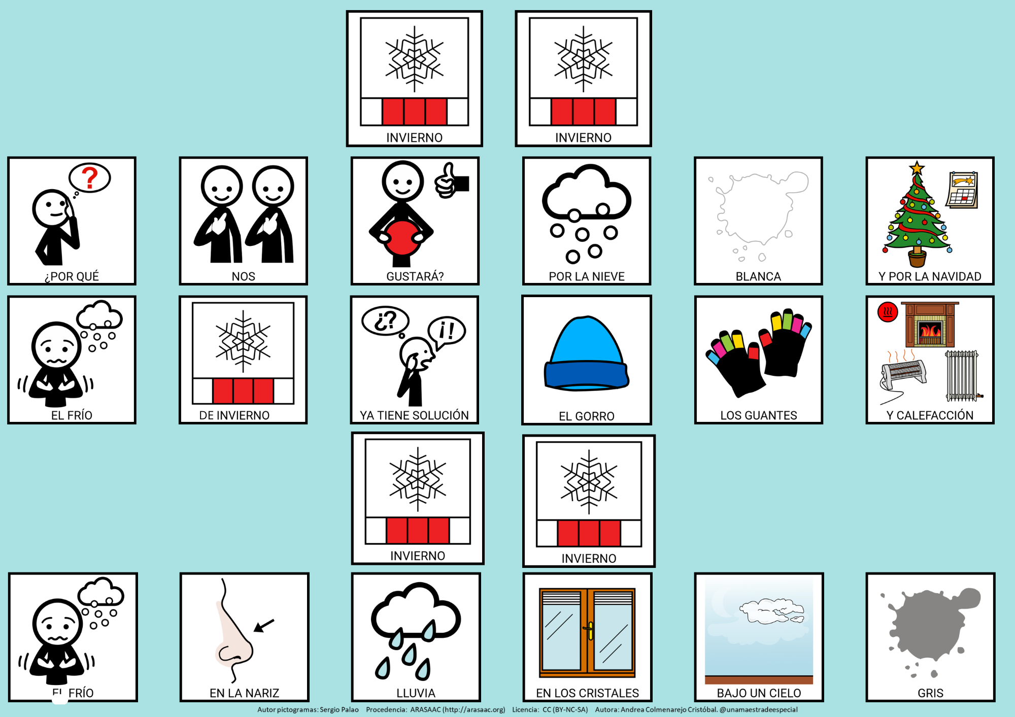 Canción Invierno con pictogramas.